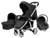 Cochecito de paseo Carestino 3 en 1 London negro con chasis color plateado (CO020-NG)